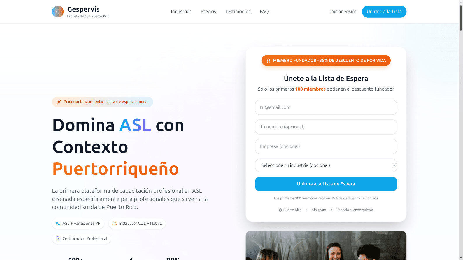 Screenshot of Escuela Gespervis ASL project