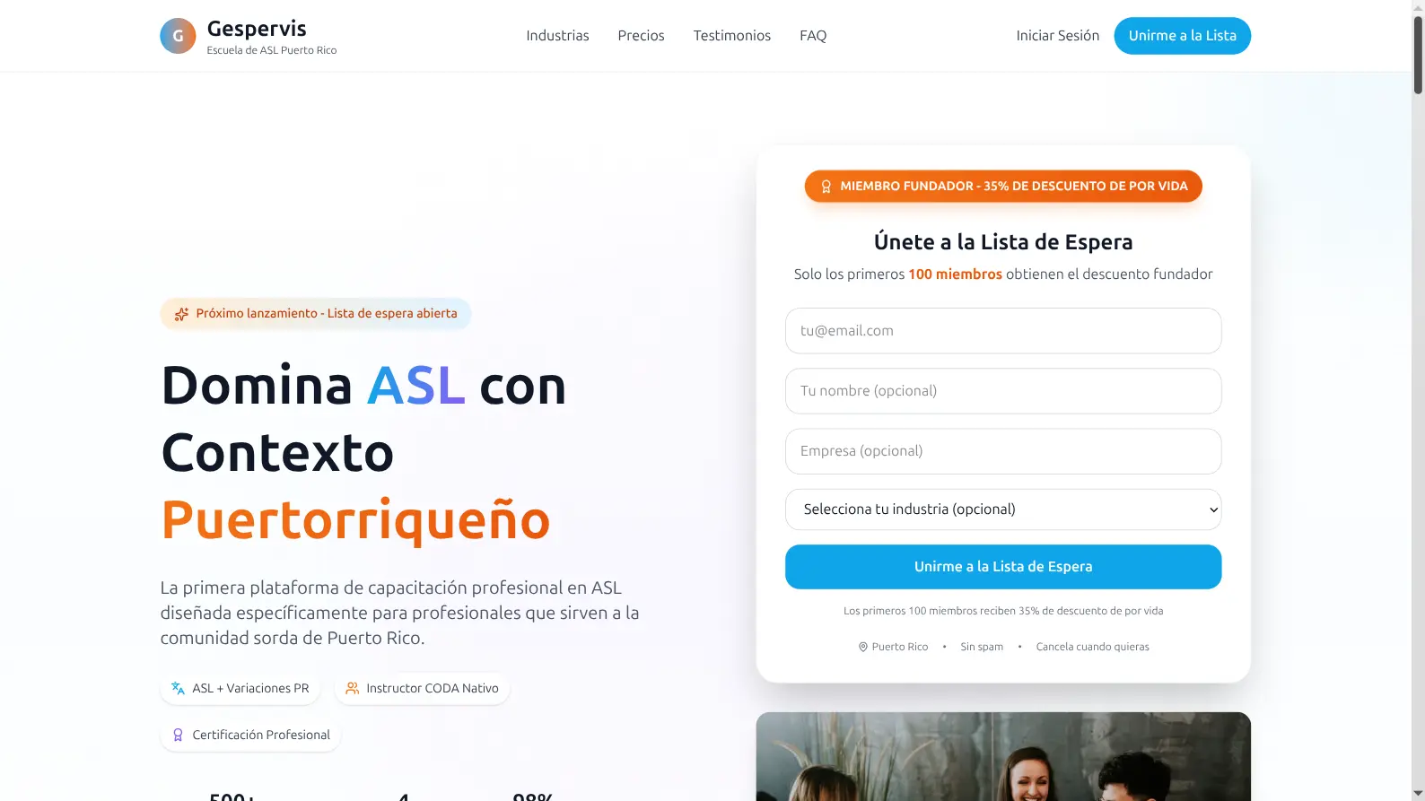Screenshot of Escuela Gespervis ASL project