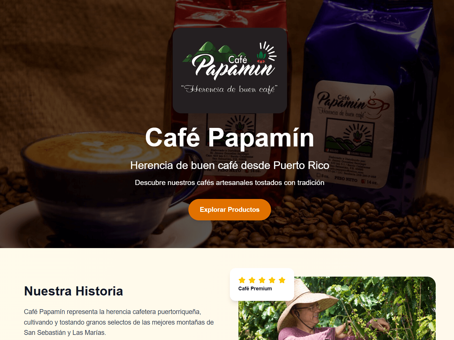 Screenshot of Café Papamin project